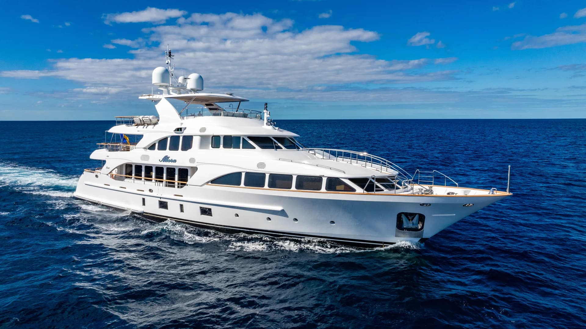 Allora Yacht profile view - 37m Benetti superyacht in Caribbean waters
